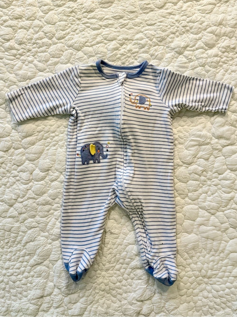 Little Me Embroidered Elephant Footed Pajama